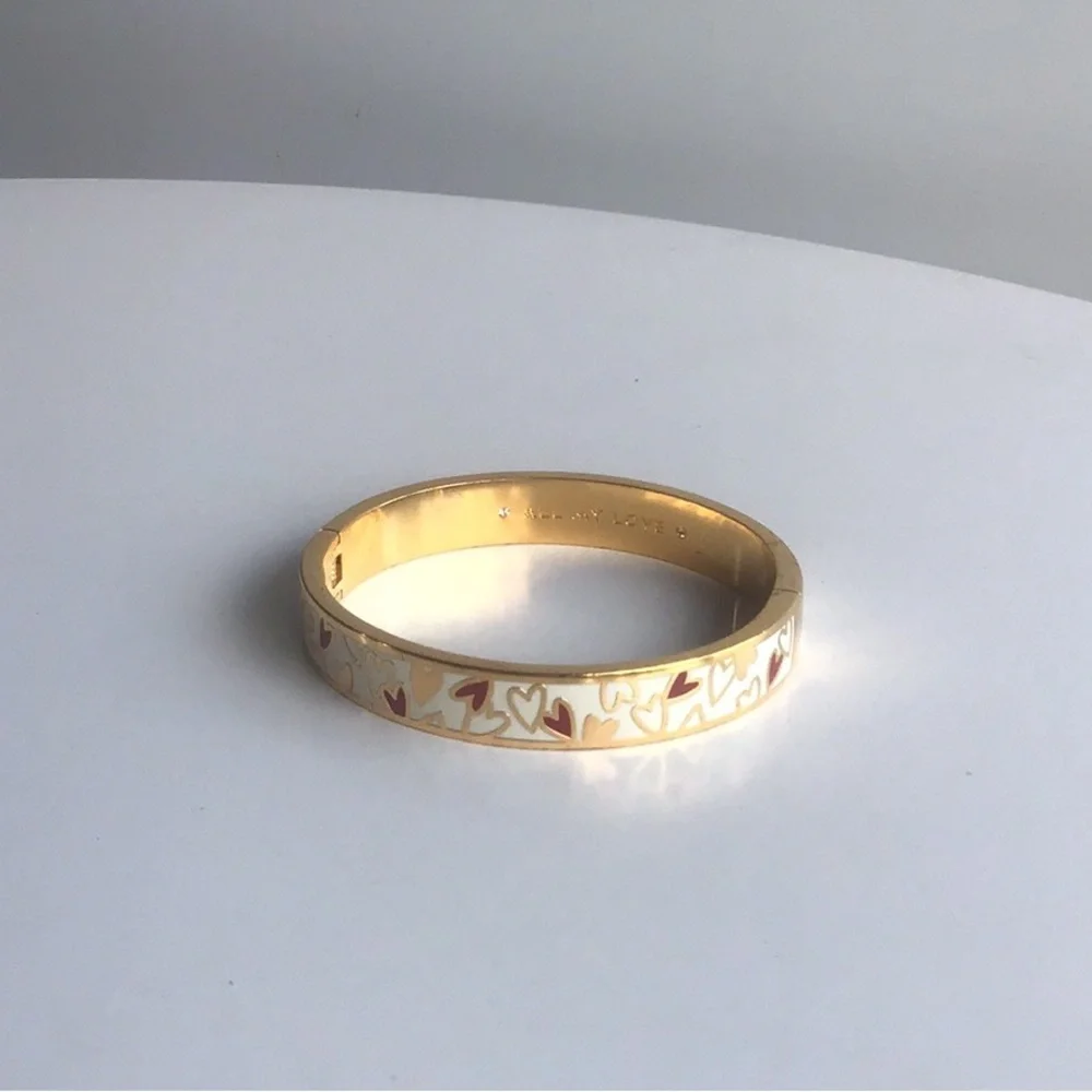 Kate Spade All My Love hearts gold plated Bangle Bracelet Rare - Picture 16 of 16